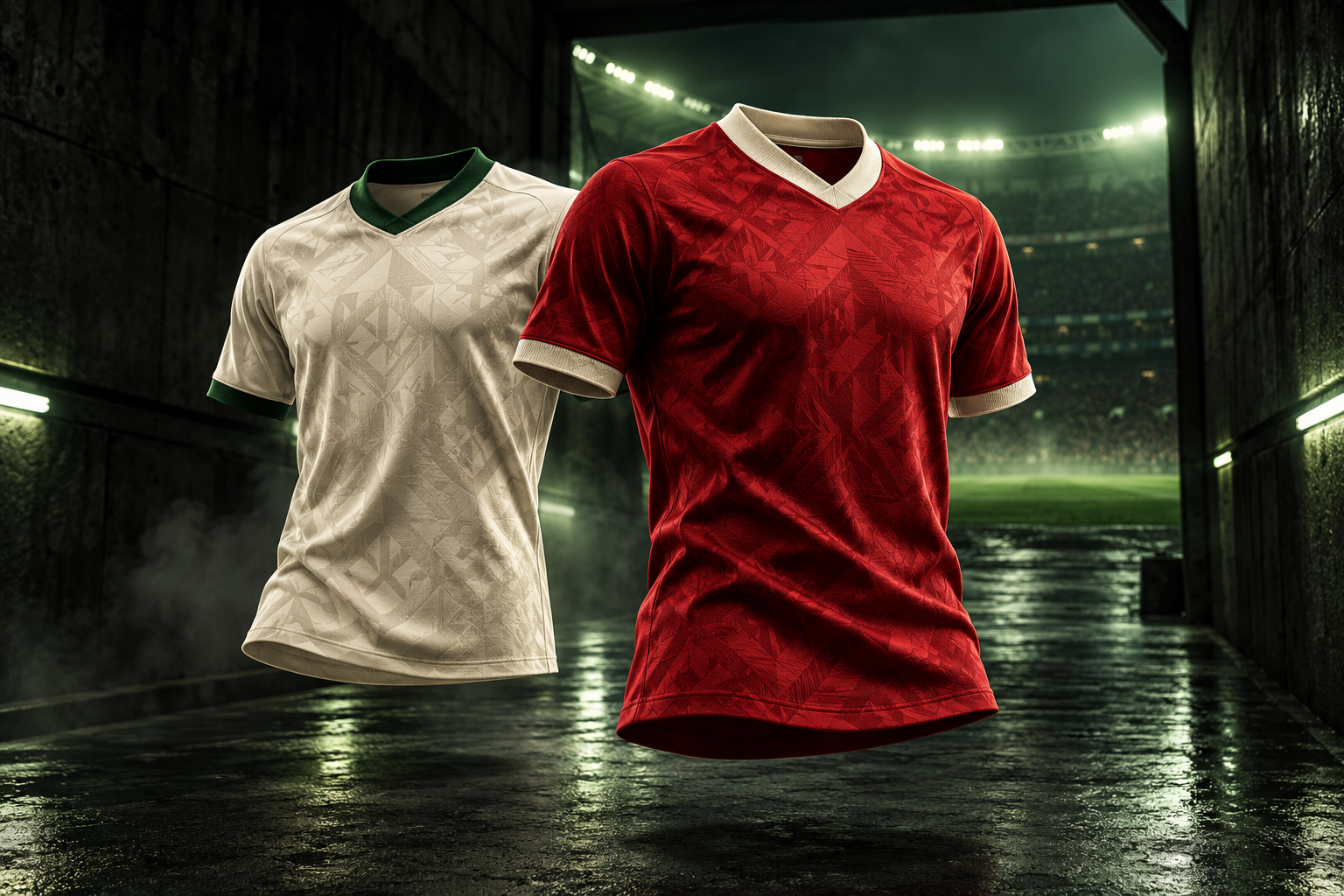 Composição ilustrativa de camisolas de futebol